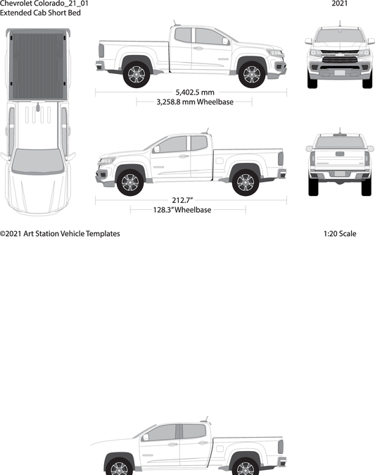 2021 Chevy Colorado V01 Vehicle Wrap Template