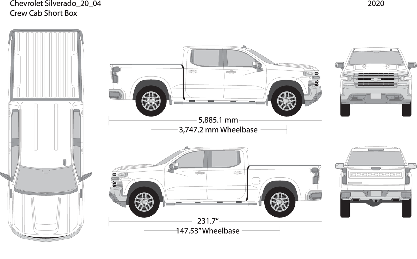 2021 Chevy Silverado 1500 V04 Vehicle Wrap Template