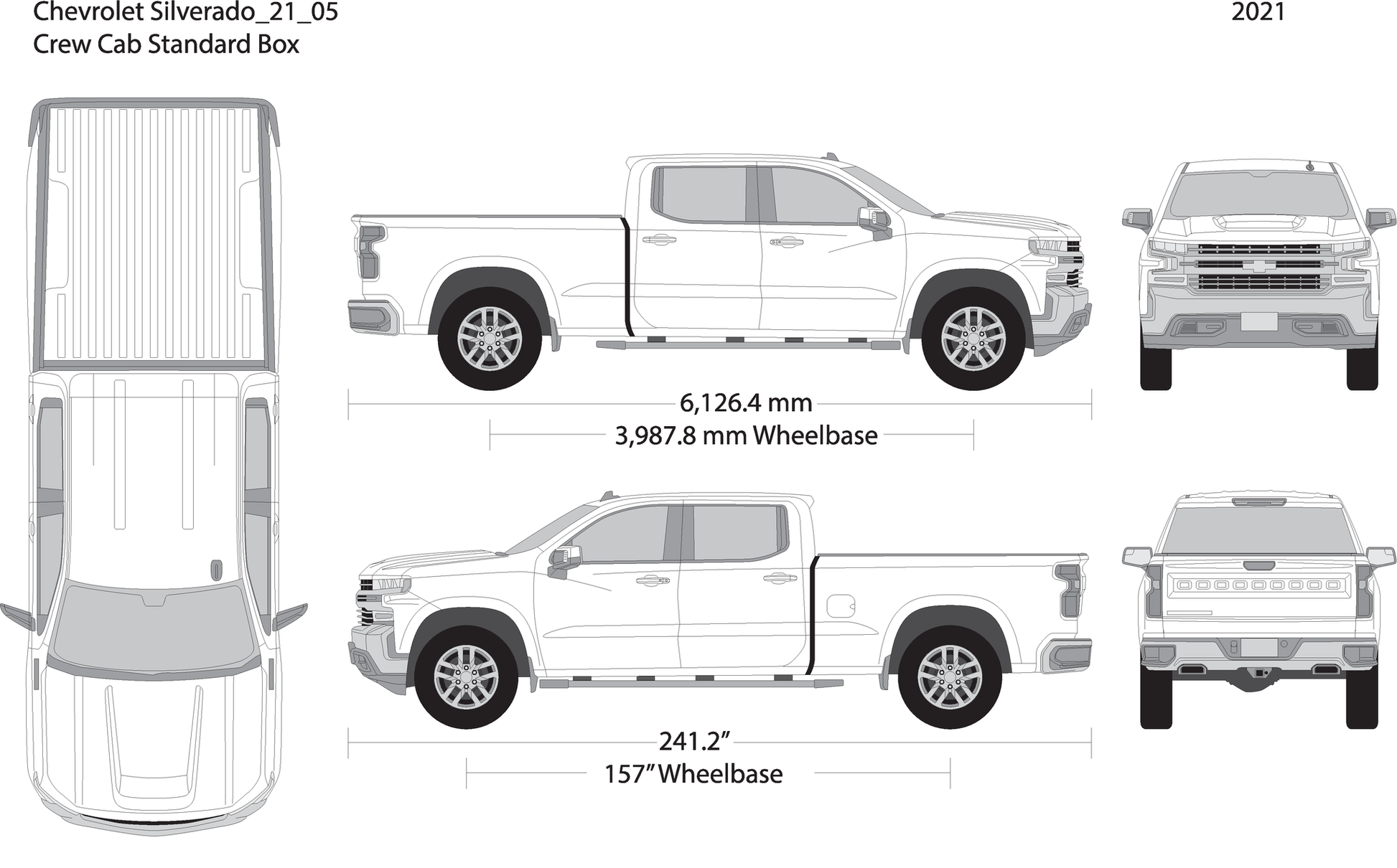 2021 Chevy Silverado 1500 V05 Vehicle Wrap Template