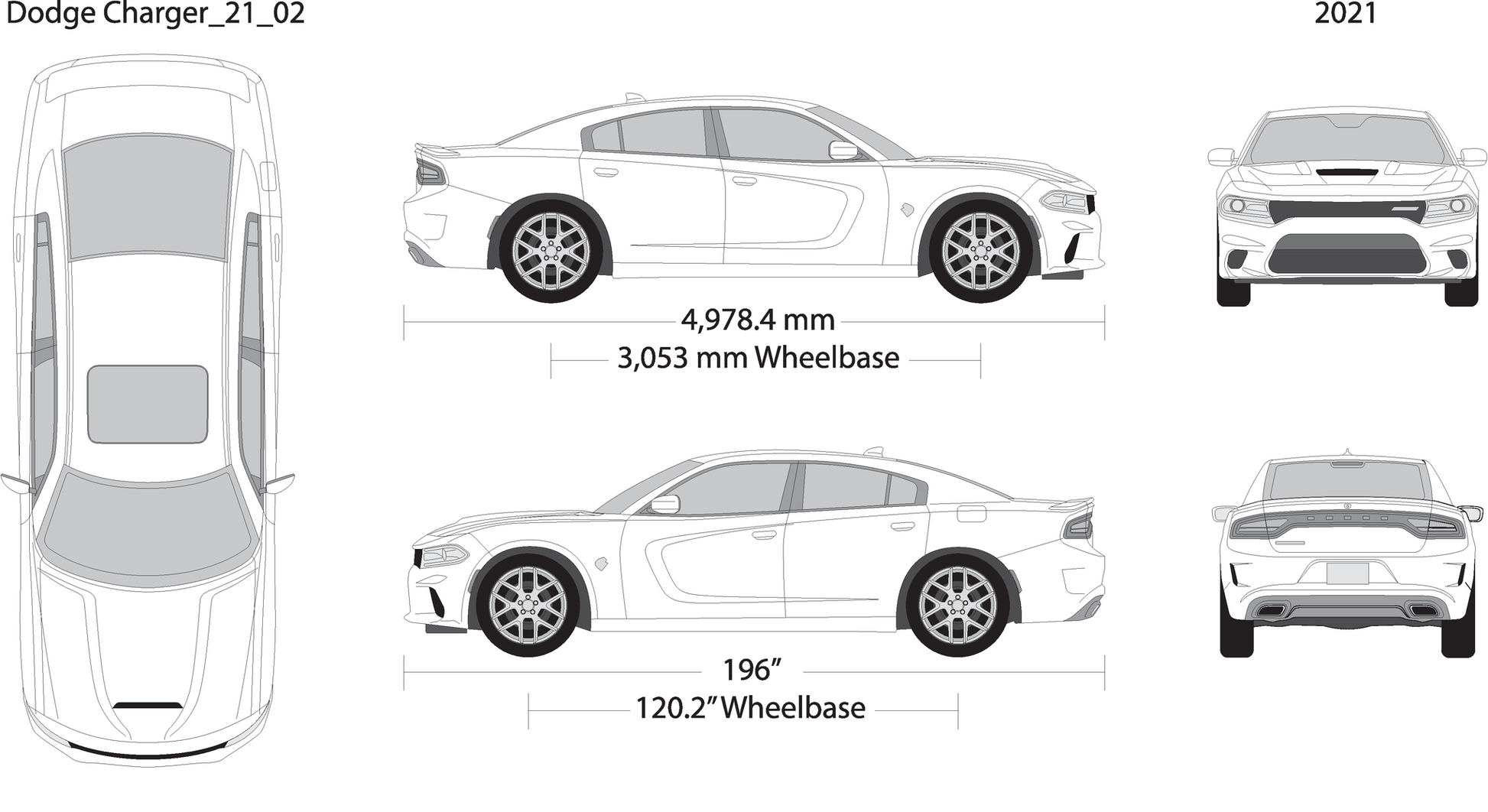 2021 Dodge Charger V02 Vehicle Wrap Template