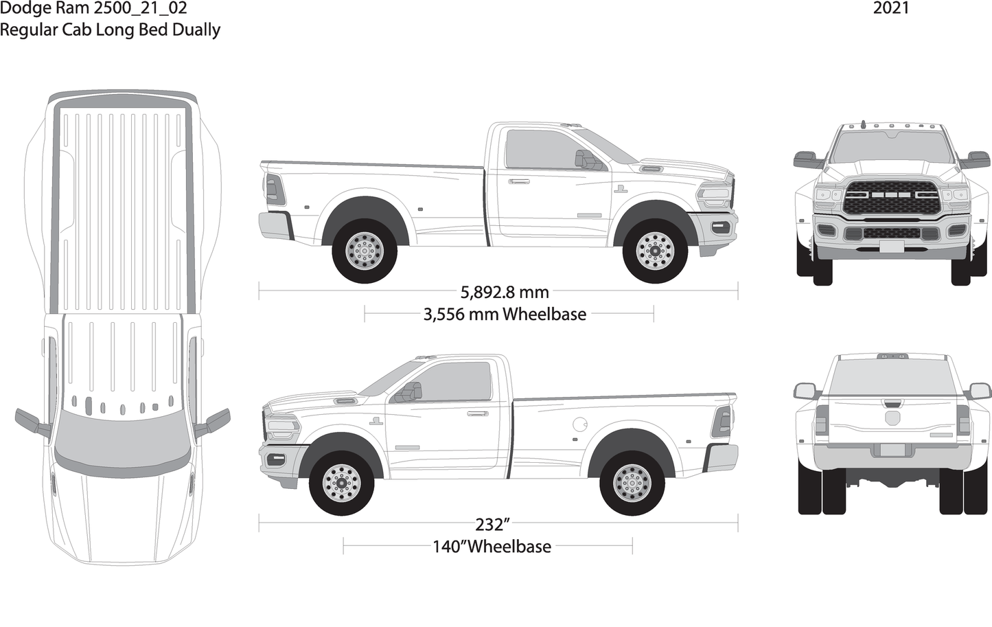 2021 Dodge Ram 2500 3500 V02 Vehicle Wrap Template