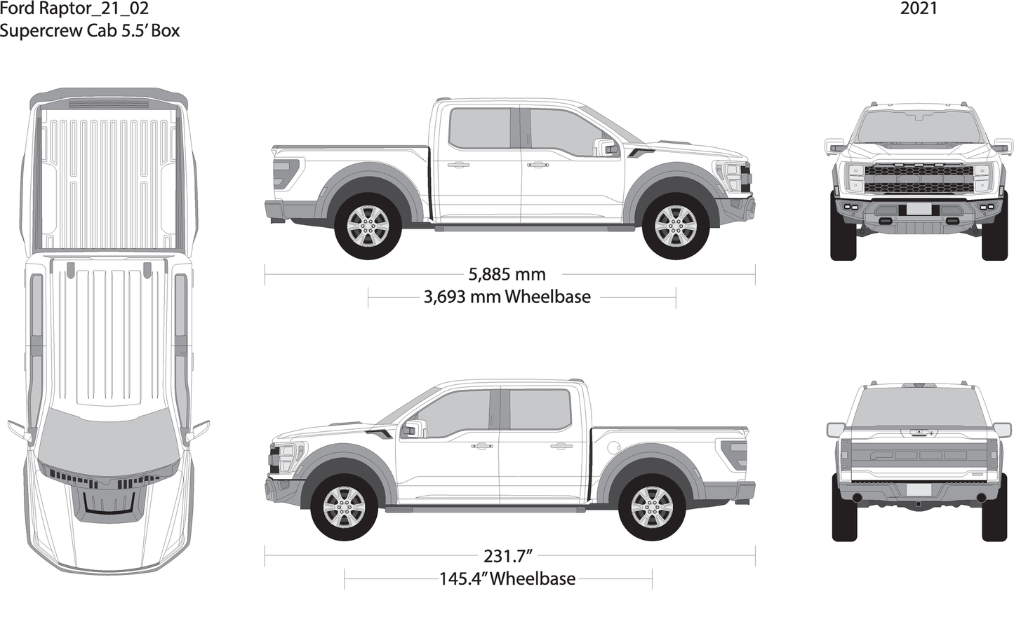 2021 Ford Raptor V02 Vehicle Wrap Template