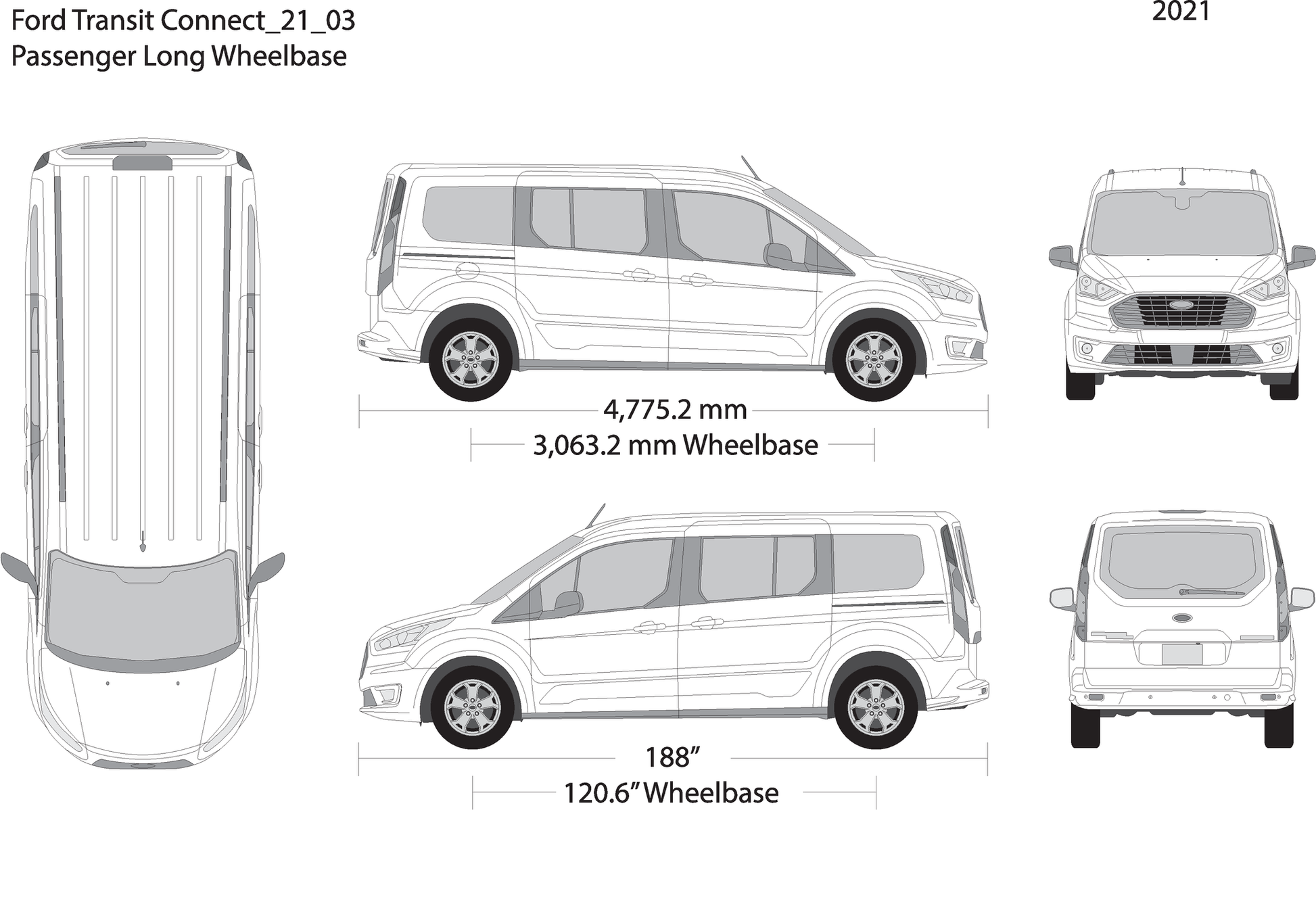 2021 Ford Transit Connect V03 Vehicle Wrap Template