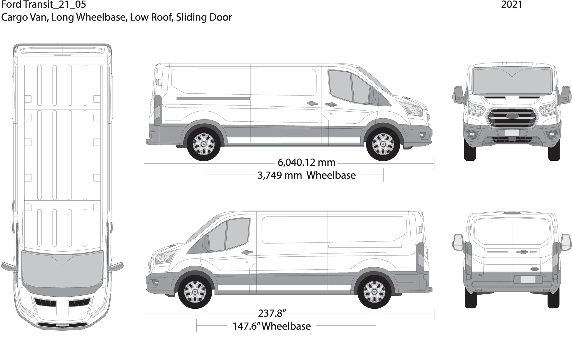 2021 Ford Transit Sliding Doors V05 Vehicle Wrap Template