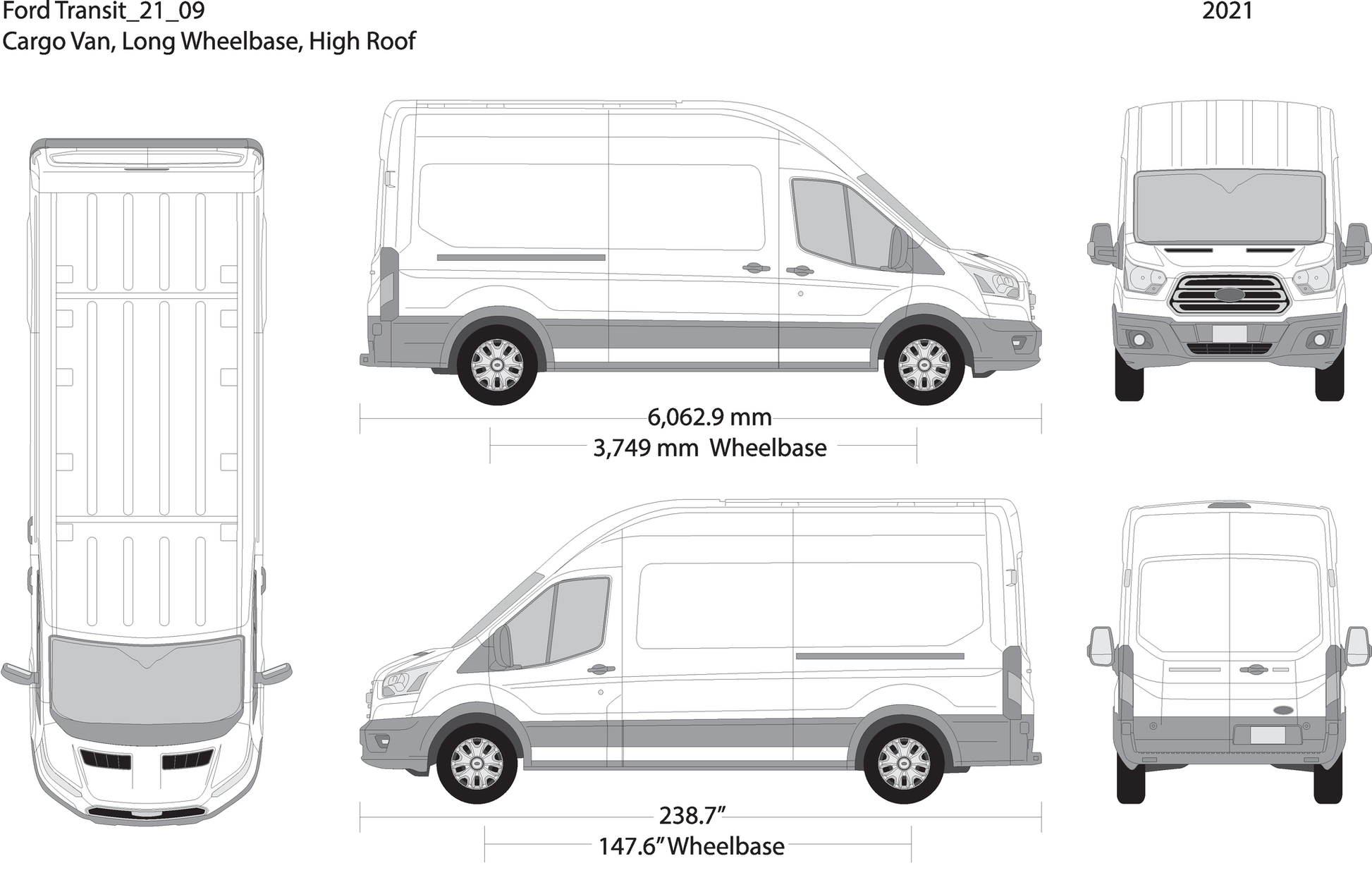 2021 Ford Transit Sliding Doors V09 Vehicle Wrap Template