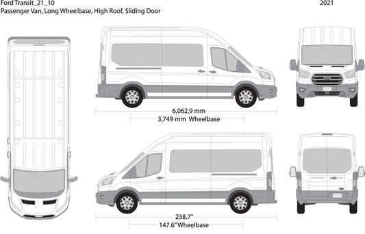 2021 Ford Transit Sliding Doors V10 Vehicle Wrap Template