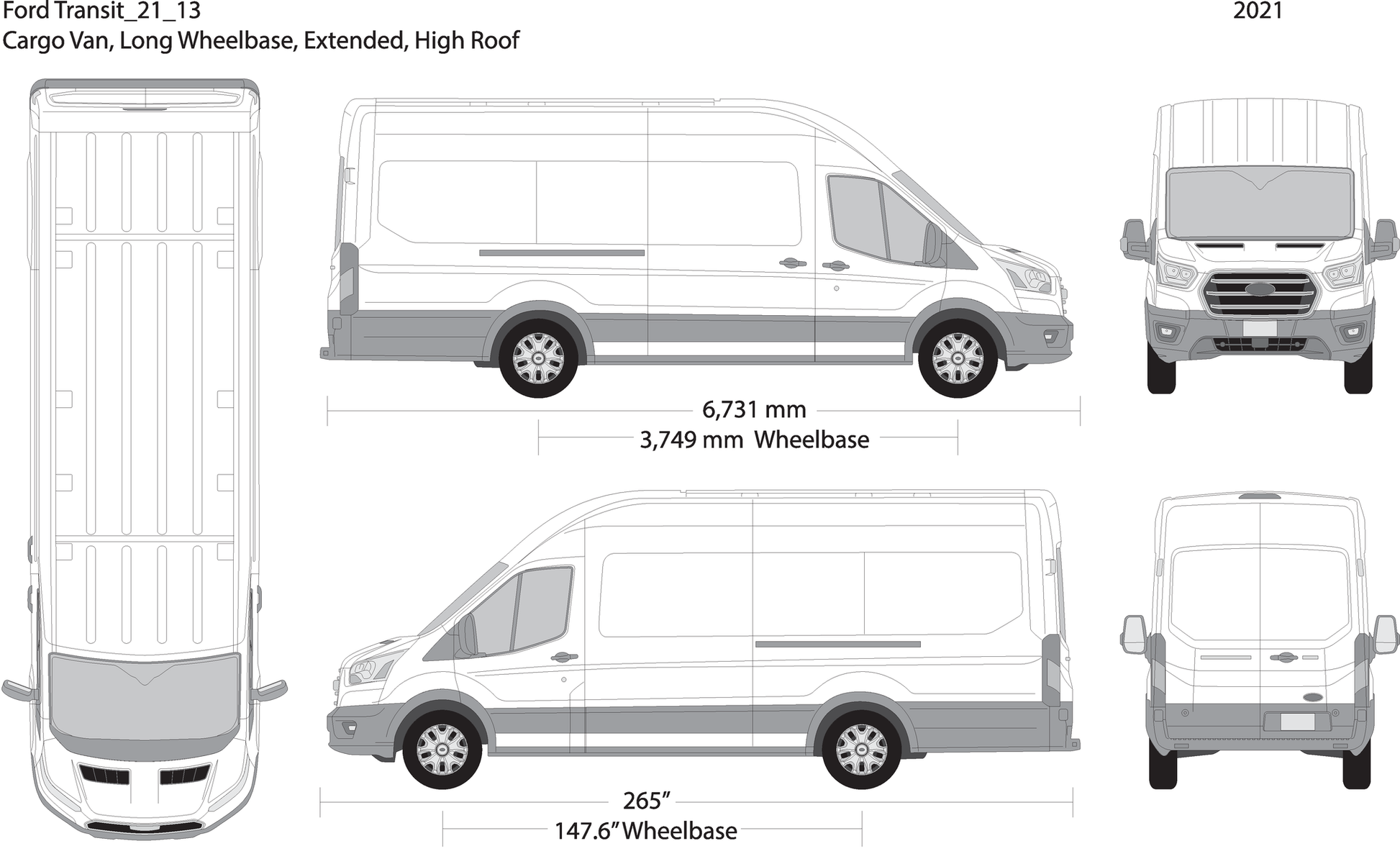 2021 Ford Transit Sliding Doors V13 Vehicle Wrap Template