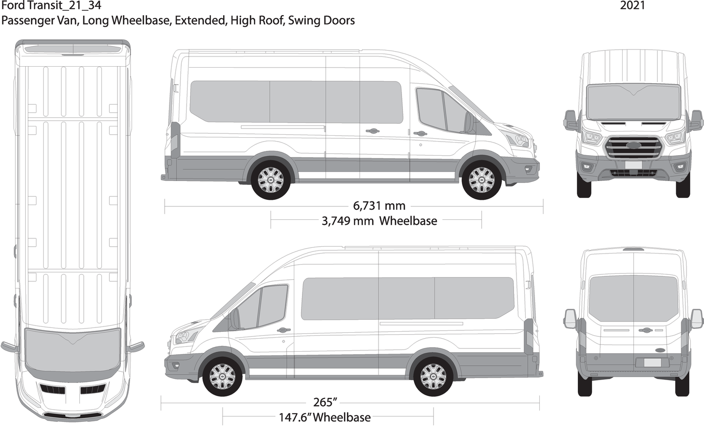2021 Ford Transit Swing Doors 34 V34 Vehicle Wrap Template
