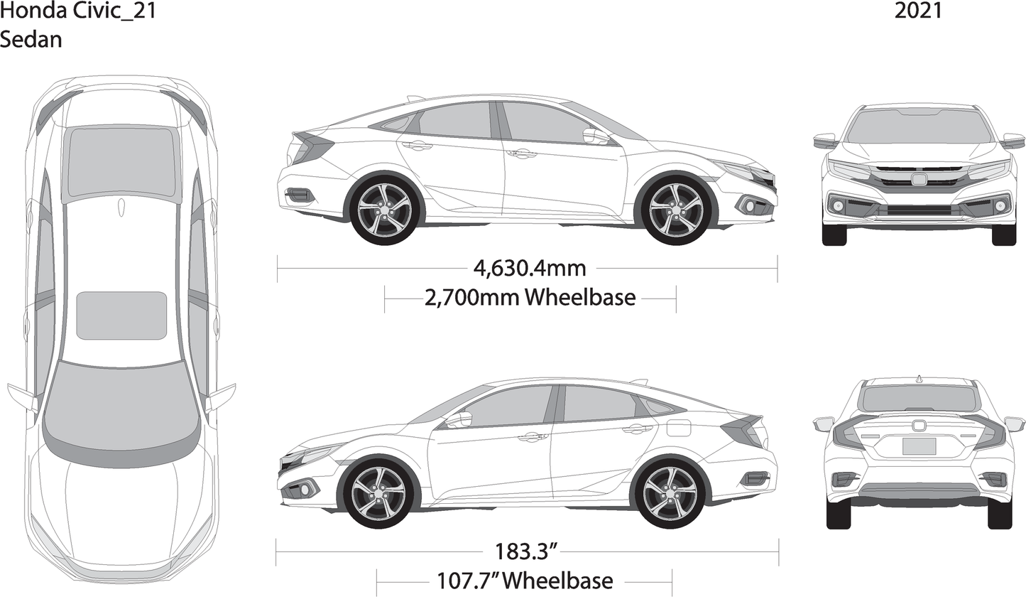 2021 Honda Civic Sedan V21 Vehicle Wrap Template