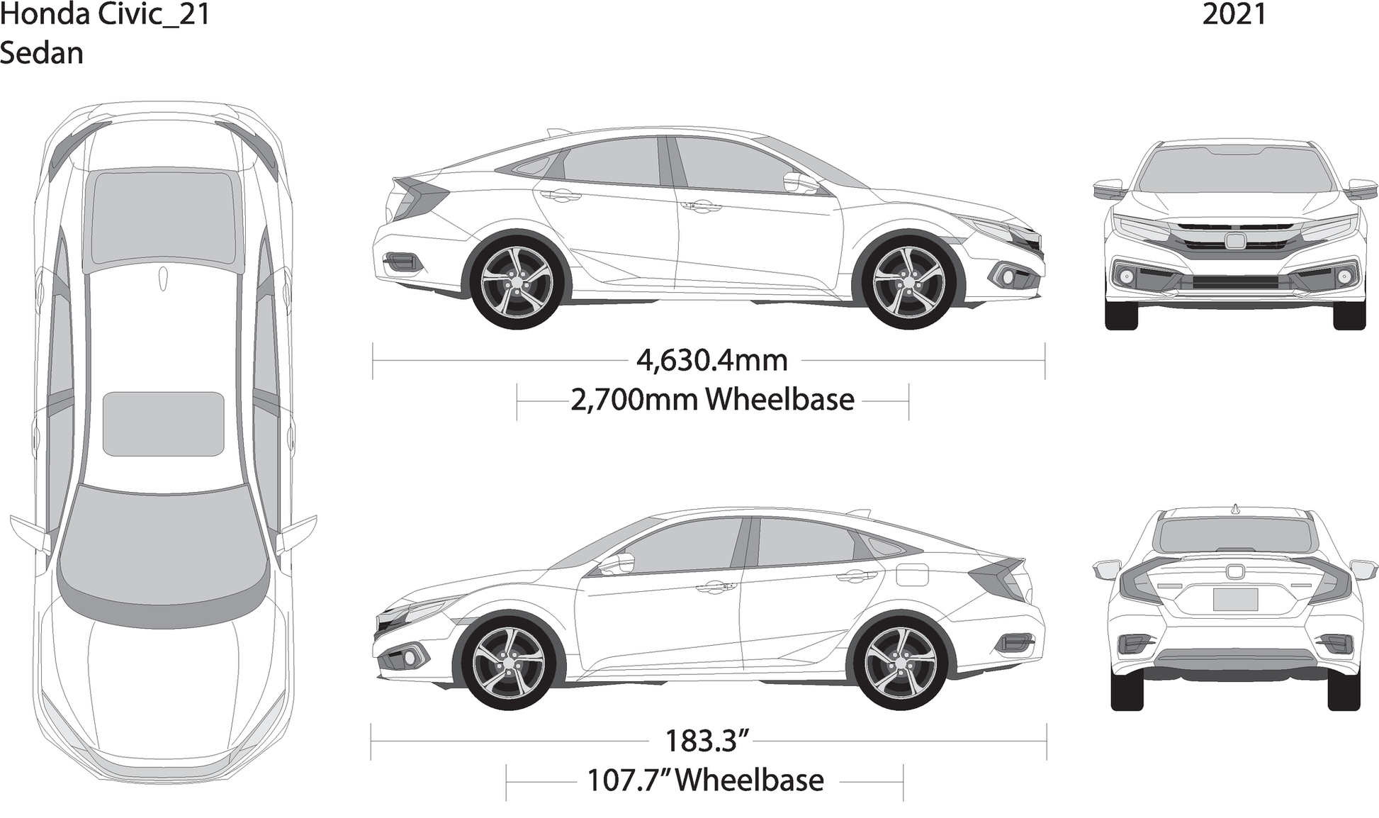 2021 Honda Civic Sedan V21 Vehicle Wrap Template