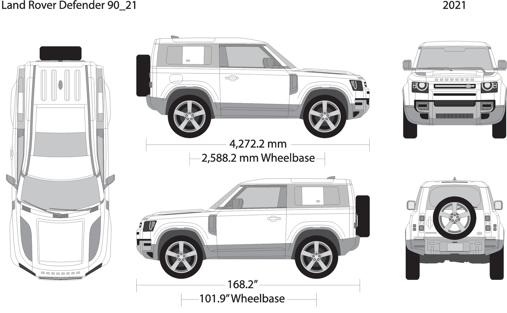2021 Land Rover Defender Defender 90 V21 Vehicle Wrap Template