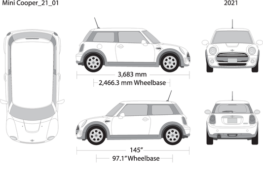 2021 Mini Cooper Mini Hardtop V01 Vehicle Wrap Template