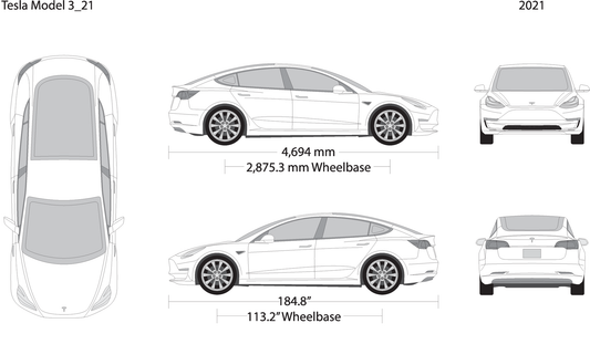 2021 Tesla Model 3 V21 Vehicle Wrap Template