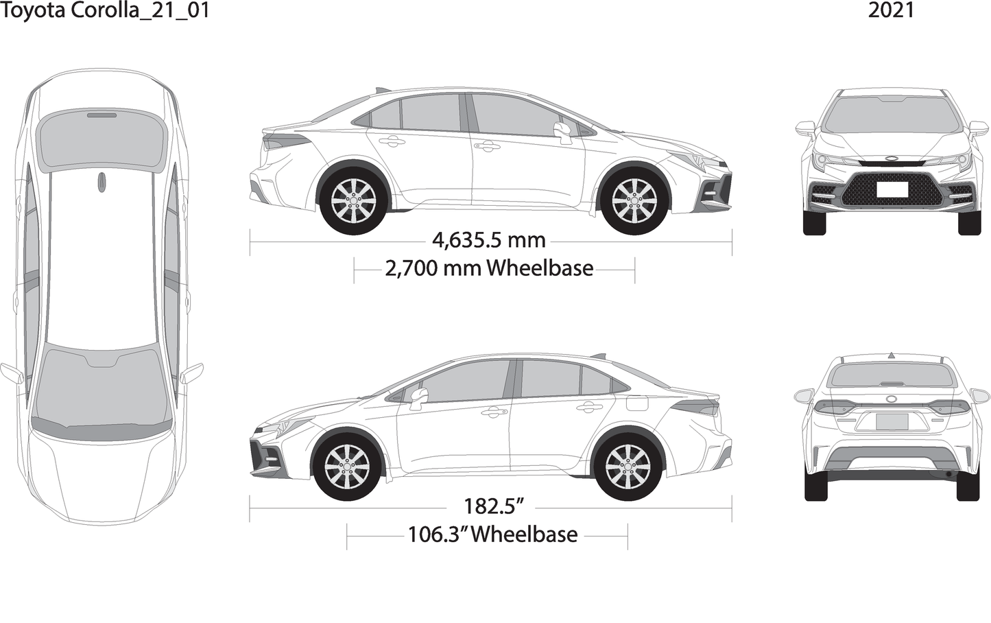 2021 Toyota Corolla V01 Vehicle Wrap Template