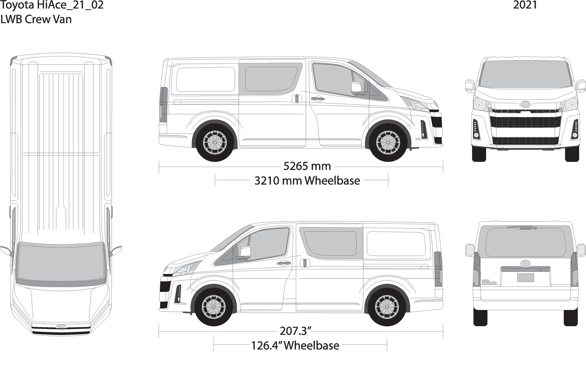 2021 Toyota Hiace V02 Vehicle Wrap Template