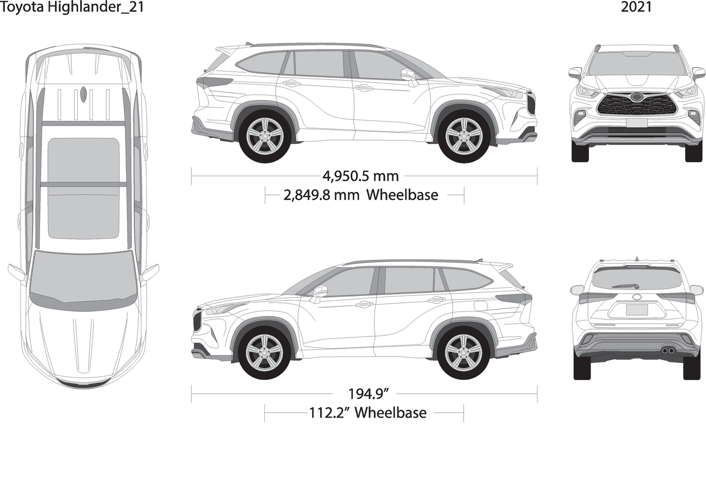 2021 Toyota Highlander V21 Vehicle Wrap Template