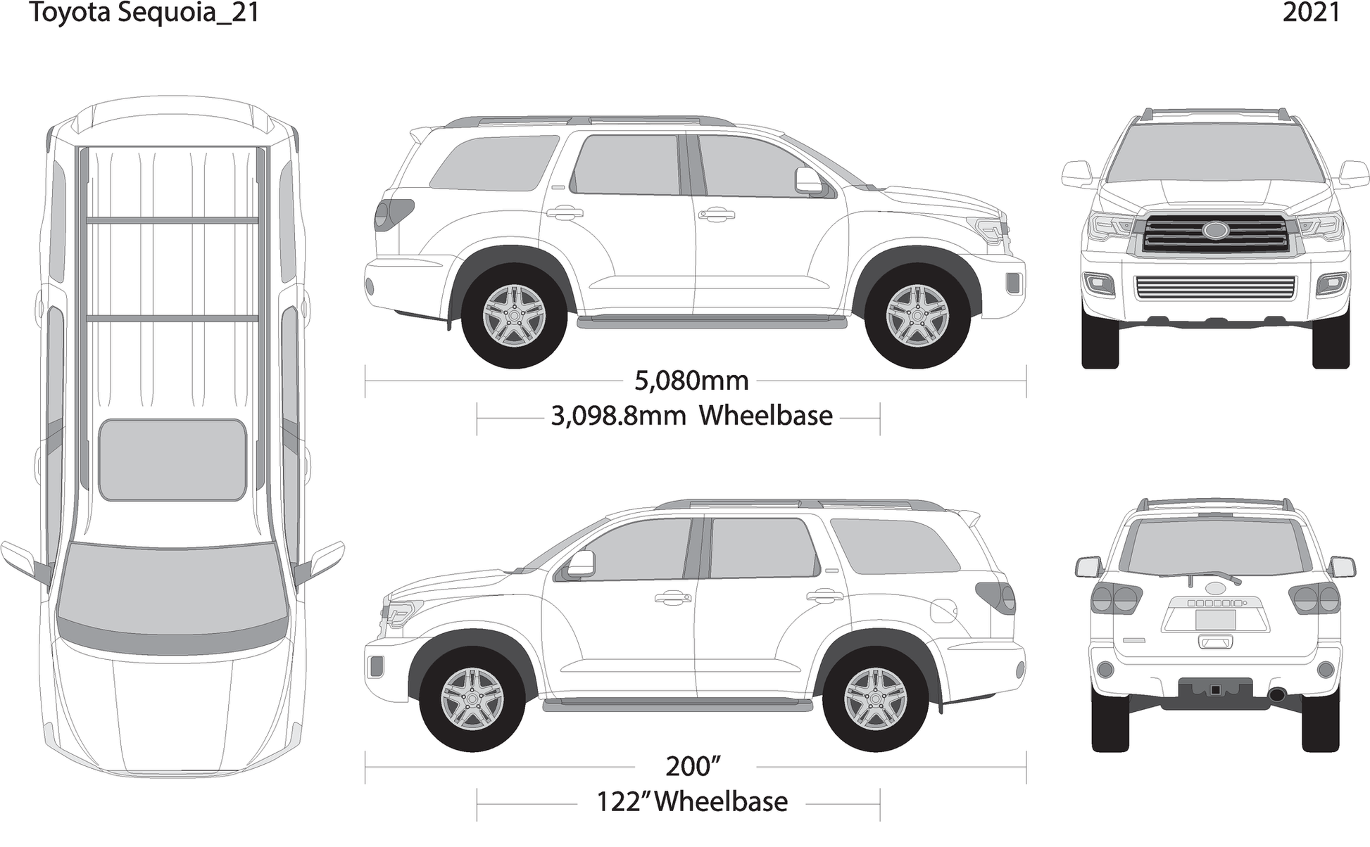 2021 Toyota Sequoia V21 Vehicle Wrap Template