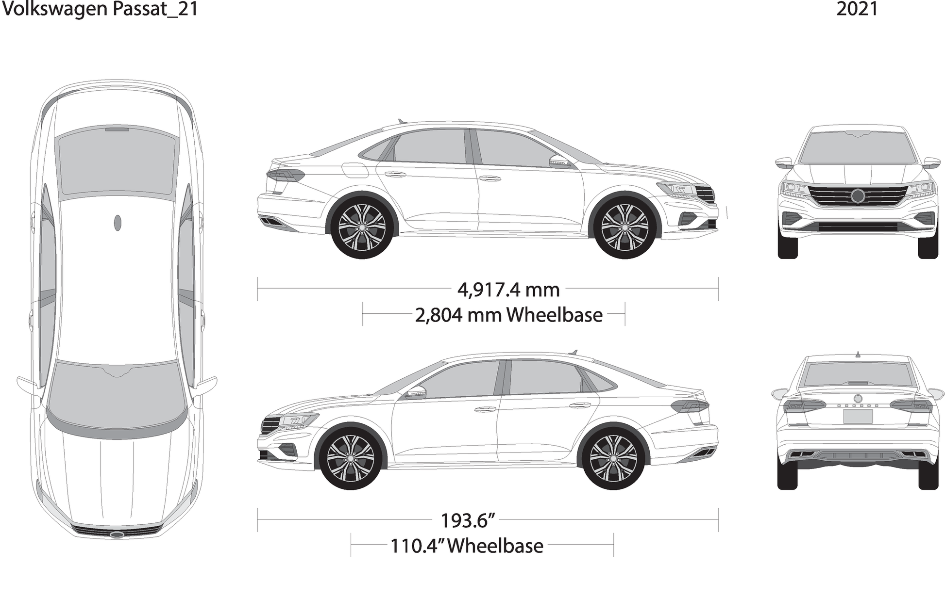 2021 Volkswagen Passat V21 Vehicle Wrap Template