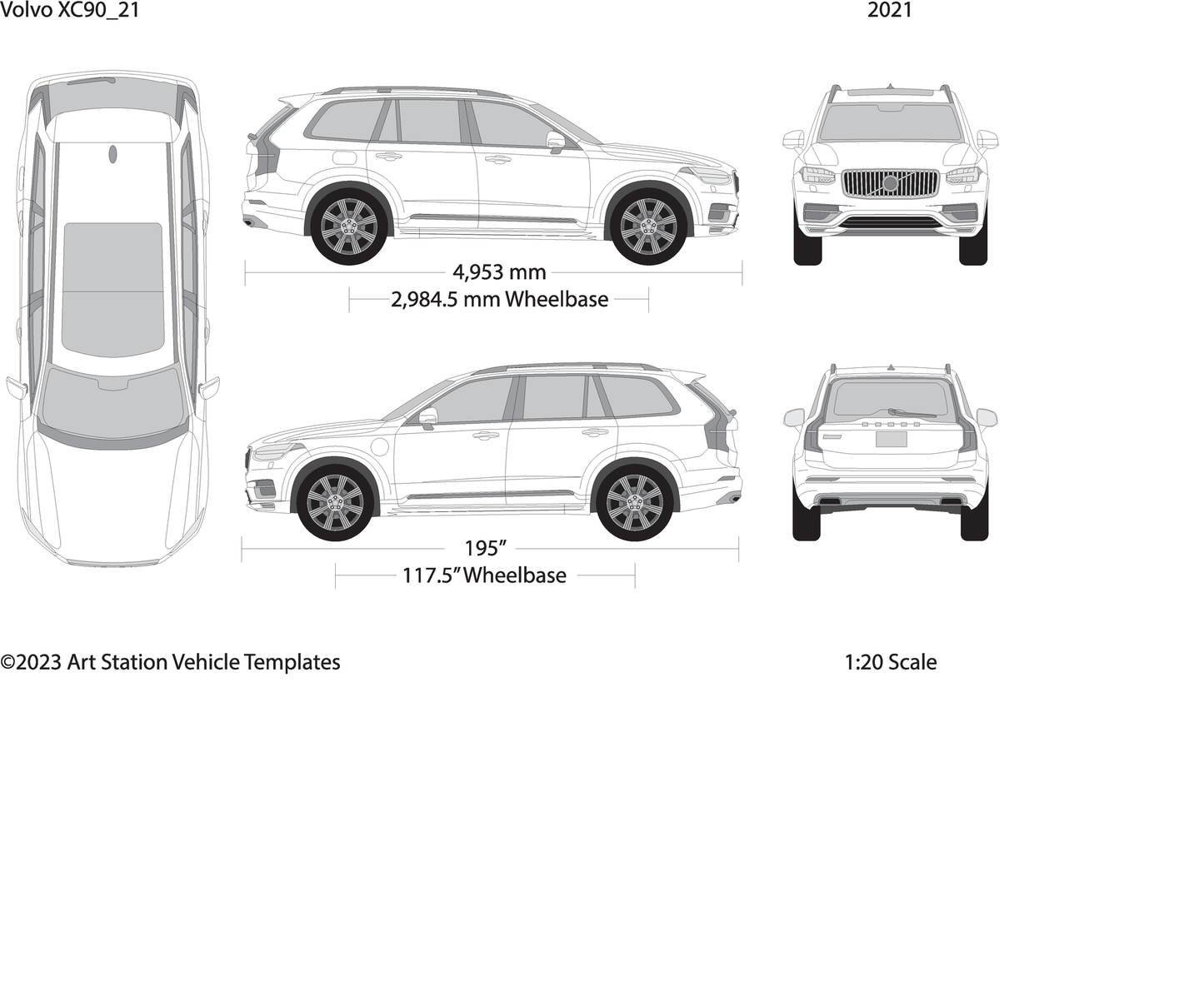 2021 Volvo Xc90 V21 Vehicle Wrap Template