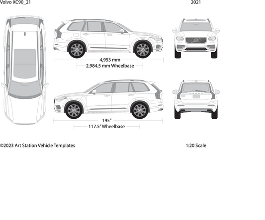 2021 Volvo Xc90 V21 Vehicle Wrap Template