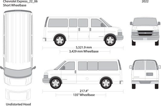 2022 Chevy Express V06 Vehicle Wrap Template