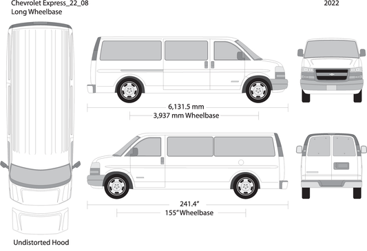 2022 Chevy Express V08 Vehicle Wrap Template