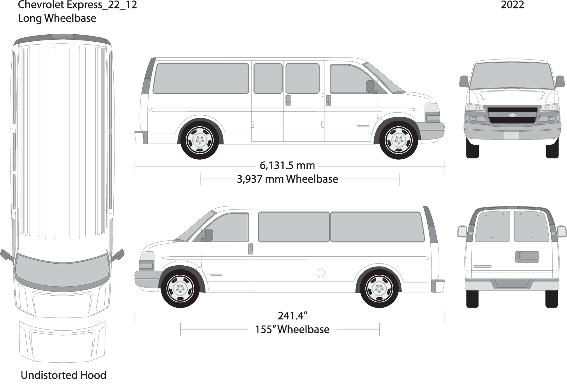 2022 Chevy Express V12 Vehicle Wrap Template