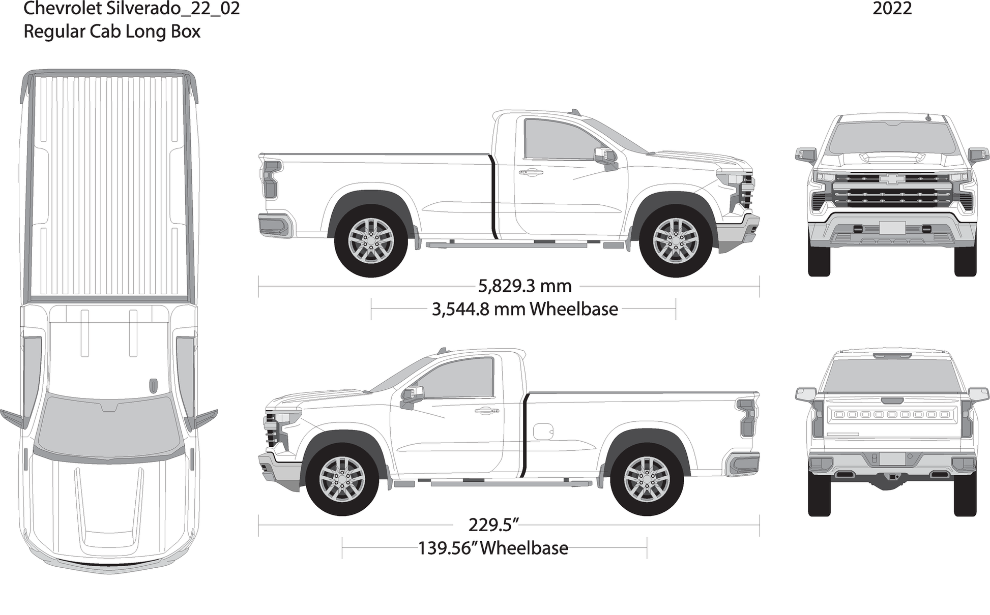2022 Chevy Silverado 1500 V02 Vehicle Wrap Template