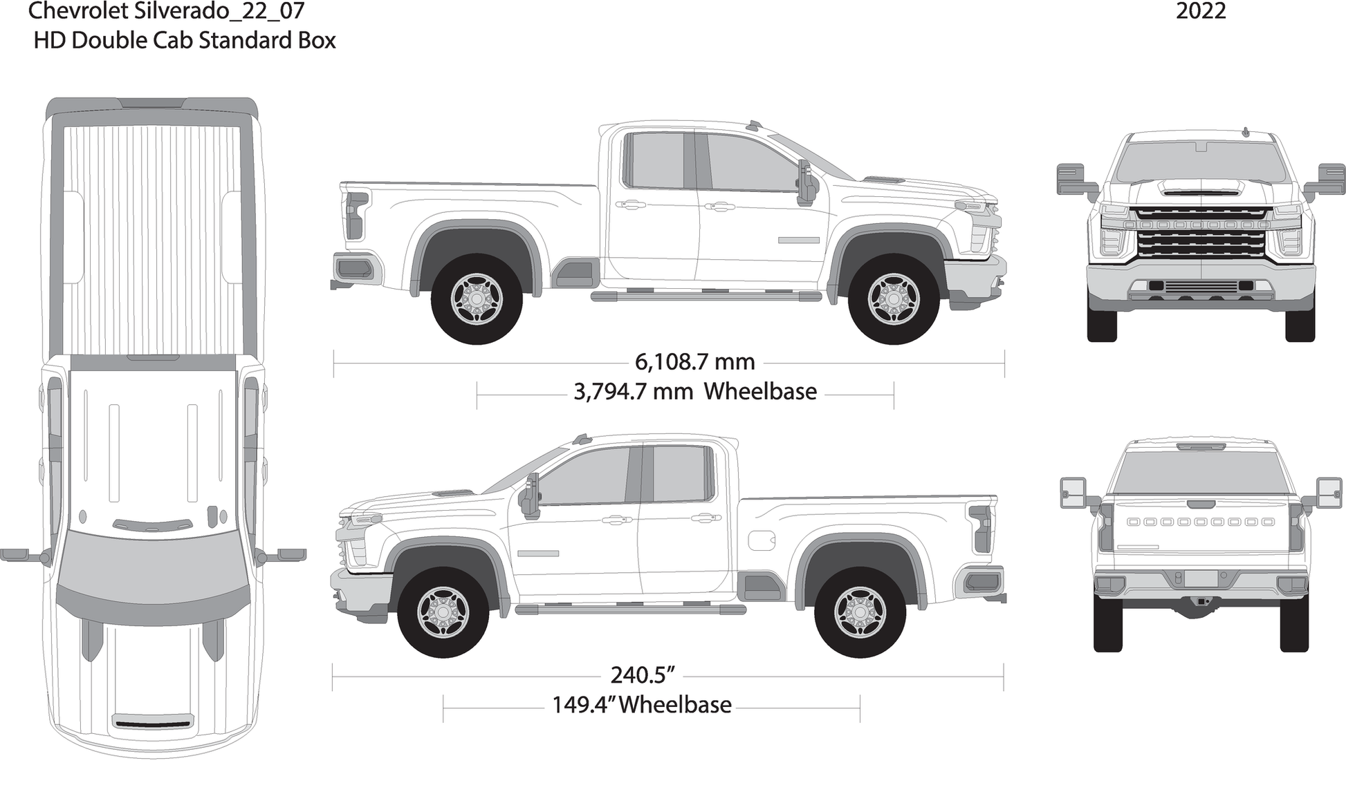 2022 Chevy Silverado 2500 3500 Hd V07 Vehicle Wrap Template