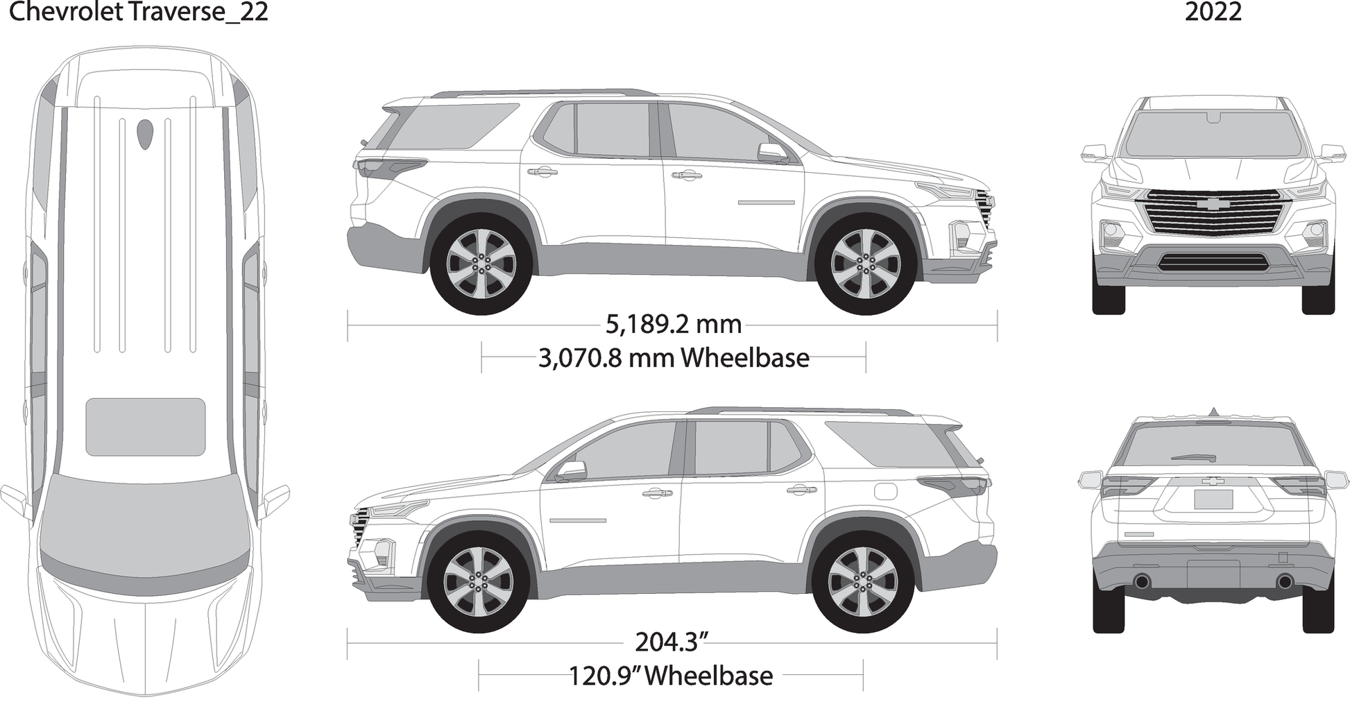 2022 Chevy Traverse V22 Vehicle Wrap Template