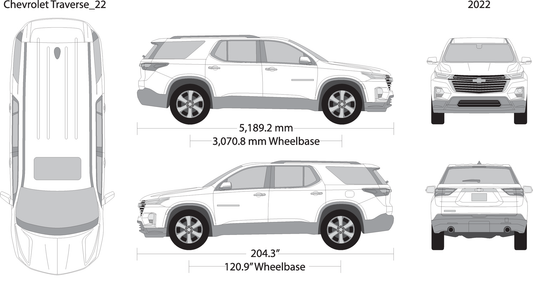 2022 Chevy Traverse V22 Vehicle Wrap Template