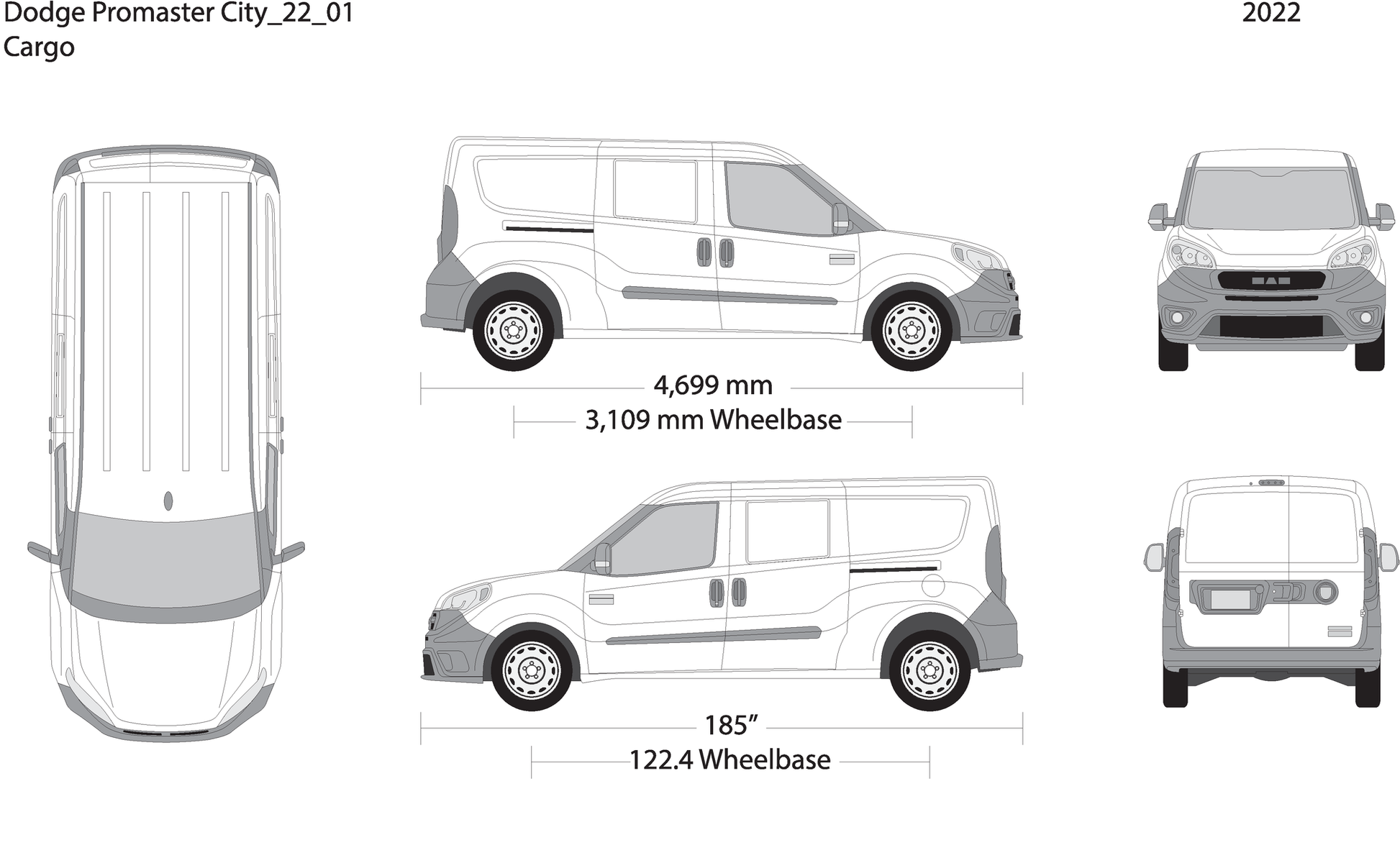 2022 Dodge Promaster City V01 Vehicle Wrap Template