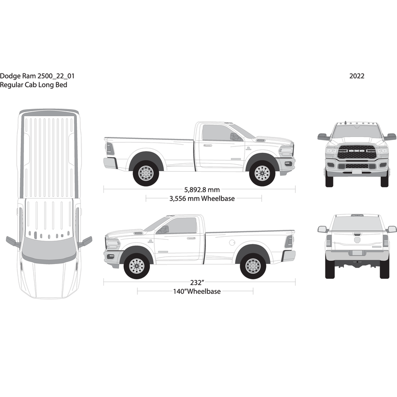 2022 Dodge Ram 2500 3500 V01 Vehicle Wrap Template