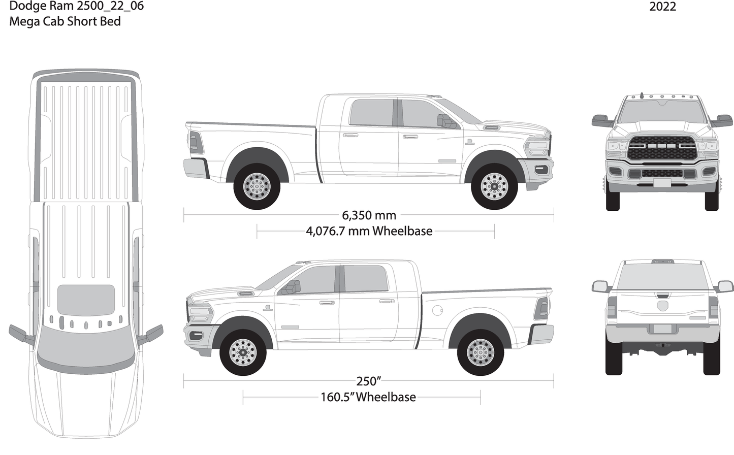 2022 Dodge Ram 2500 3500 V06 Vehicle Wrap Template
