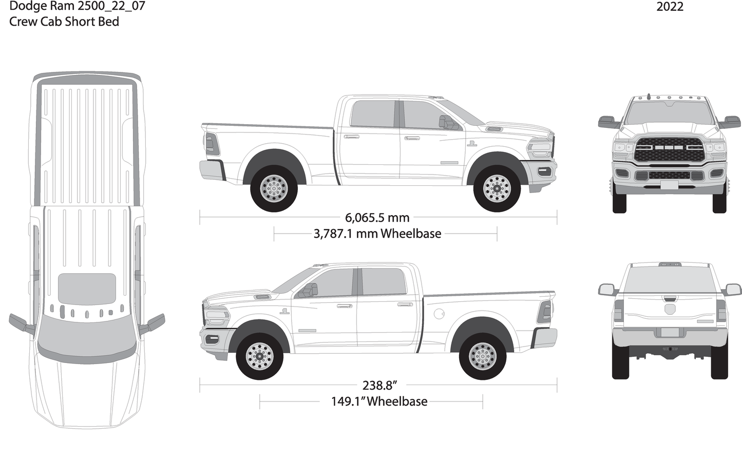 2022 Dodge Ram 2500 3500 V07 Vehicle Wrap Template