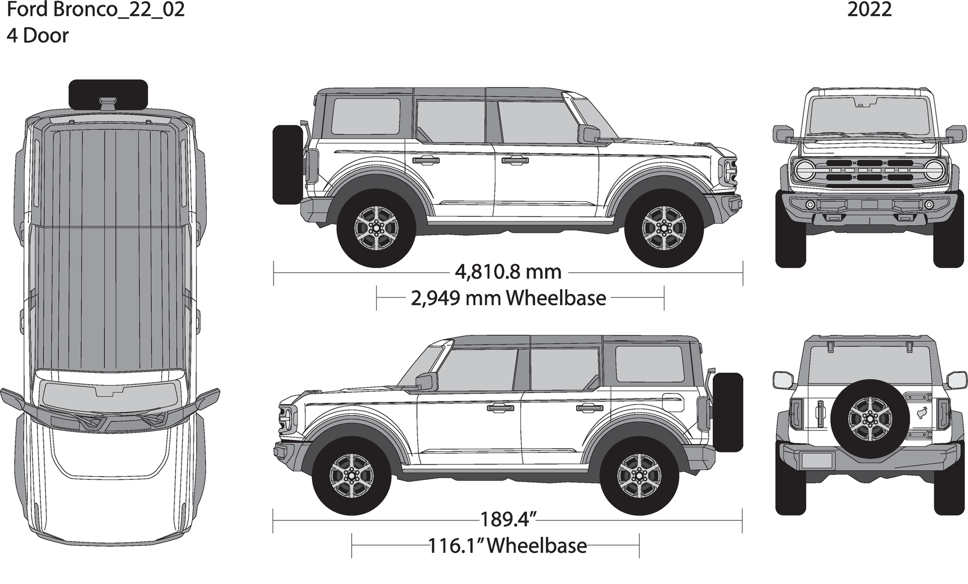 2022 Ford Bronco V02 Vehicle Wrap Template