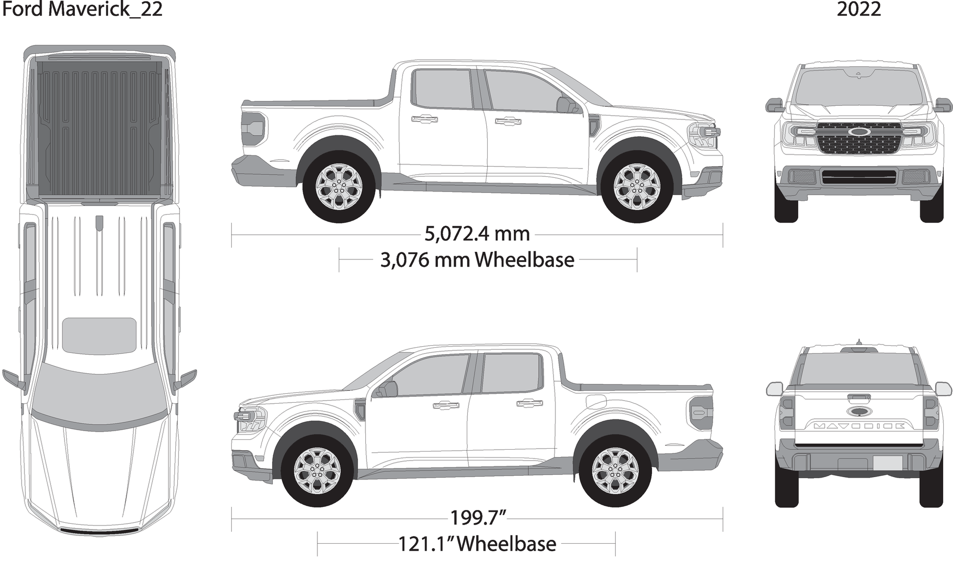 2022 Ford Maverick V22 Vehicle Wrap Template