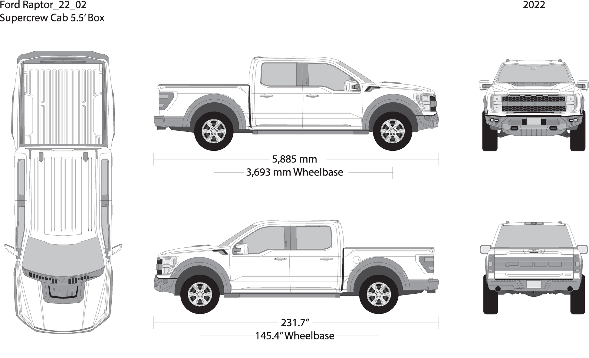 2022 Ford Raptor V02 Vehicle Wrap Template