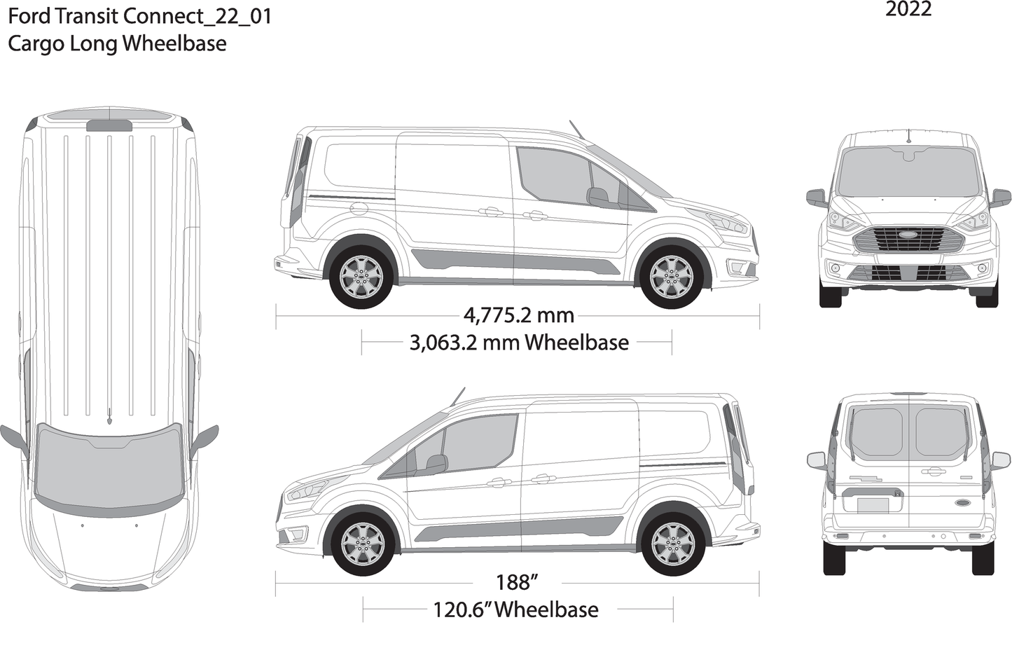 2022 Ford Transit Connect V01 Vehicle Wrap Template