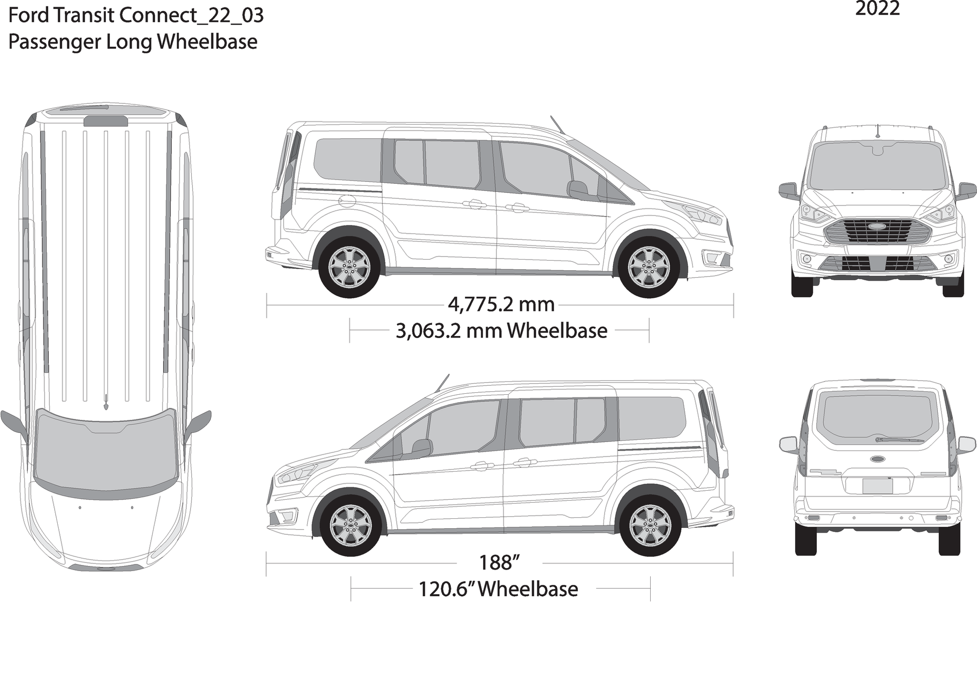 2022 Ford Transit Connect V03 Vehicle Wrap Template