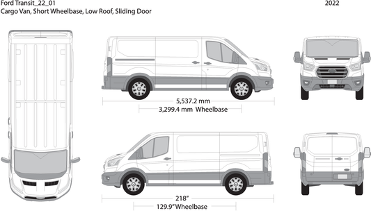 2022 Ford Transit Sliding Doors V01 Vehicle Wrap Template