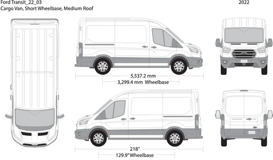 2022 Ford Transit Sliding Doors V03 Vehicle Wrap Template