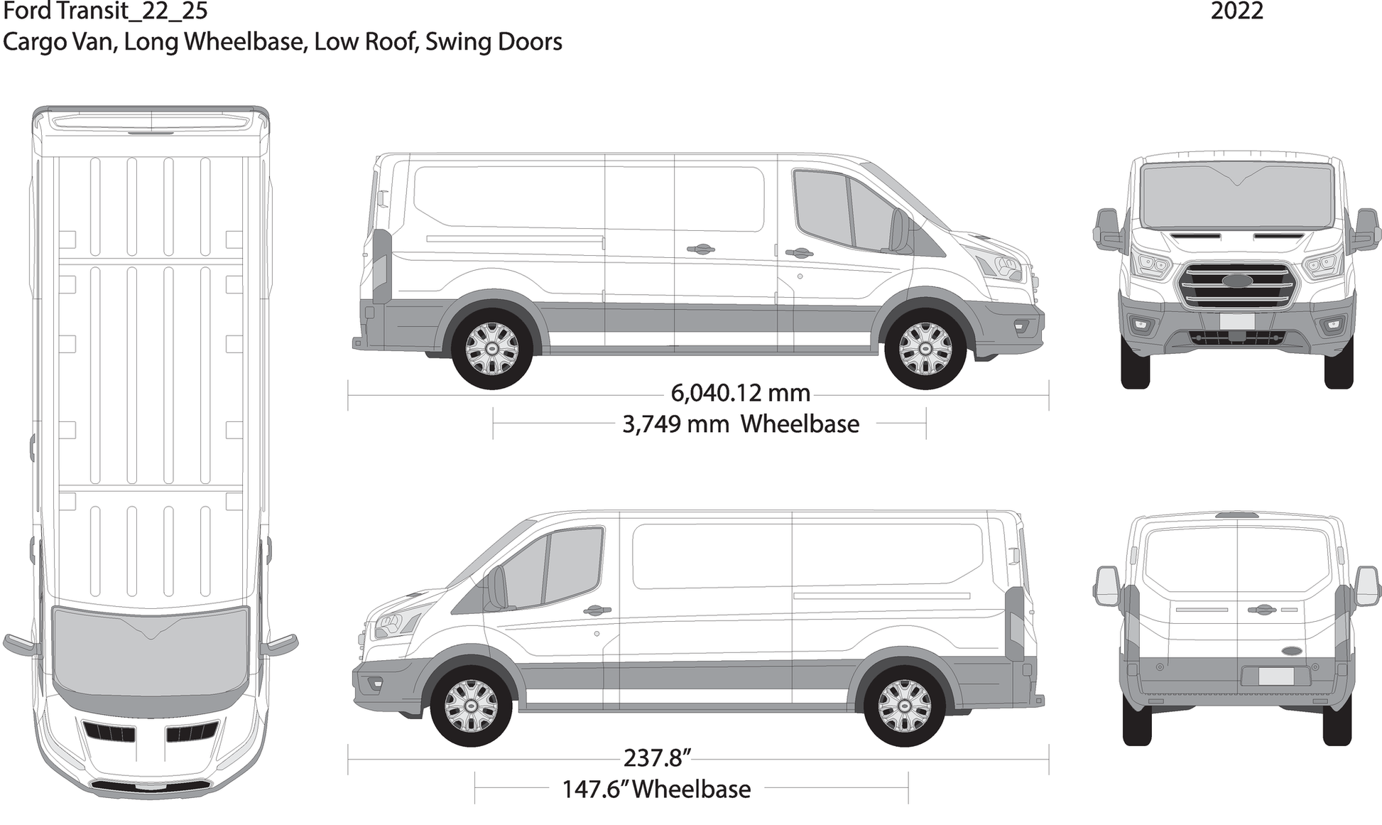 2022 Ford Transit Swing Doors V25 Vehicle Wrap Template