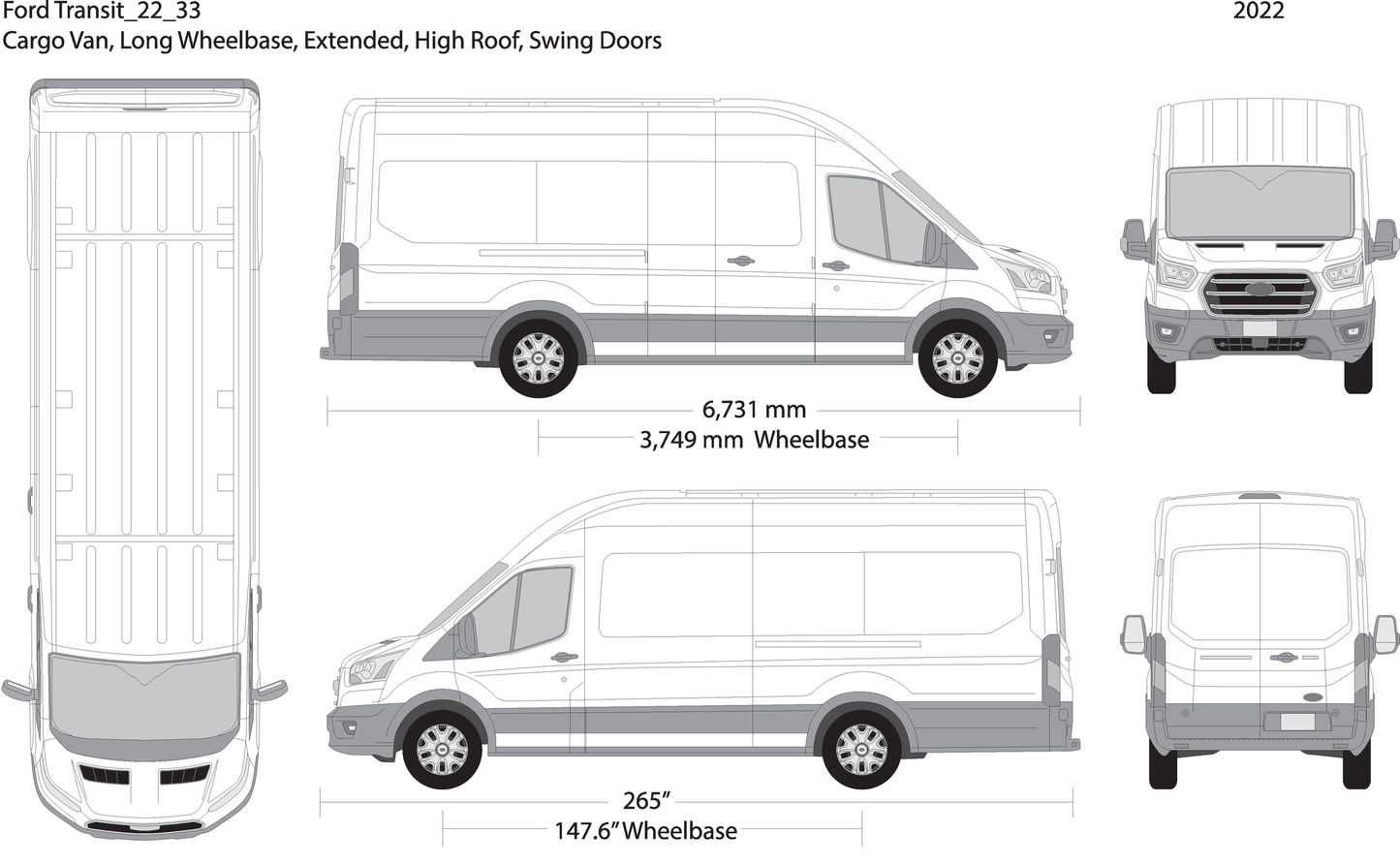 2022 Ford Transit Swing Doors V33 Vehicle Wrap Template