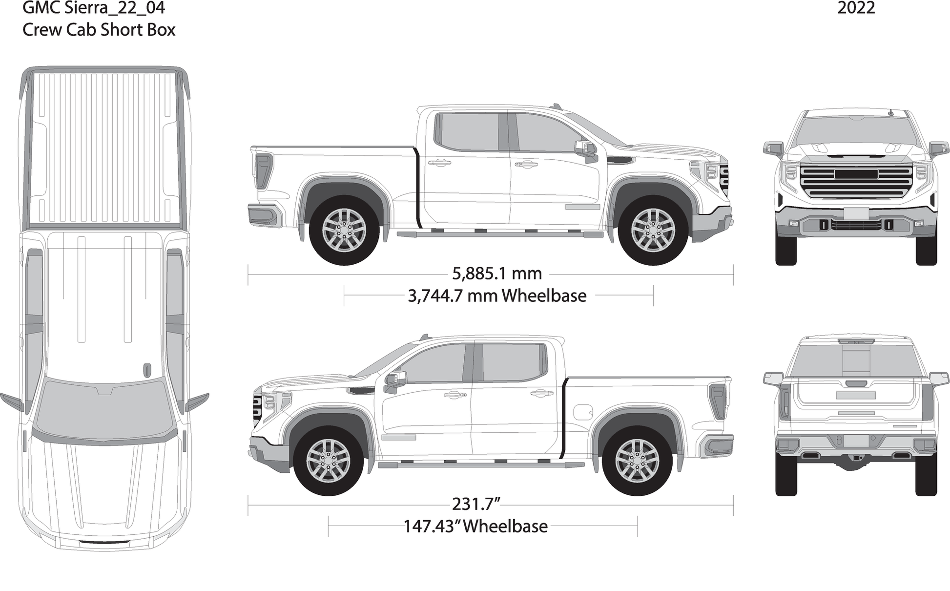 2022 Gmc Sierra 1500 V04 Vehicle Wrap Template