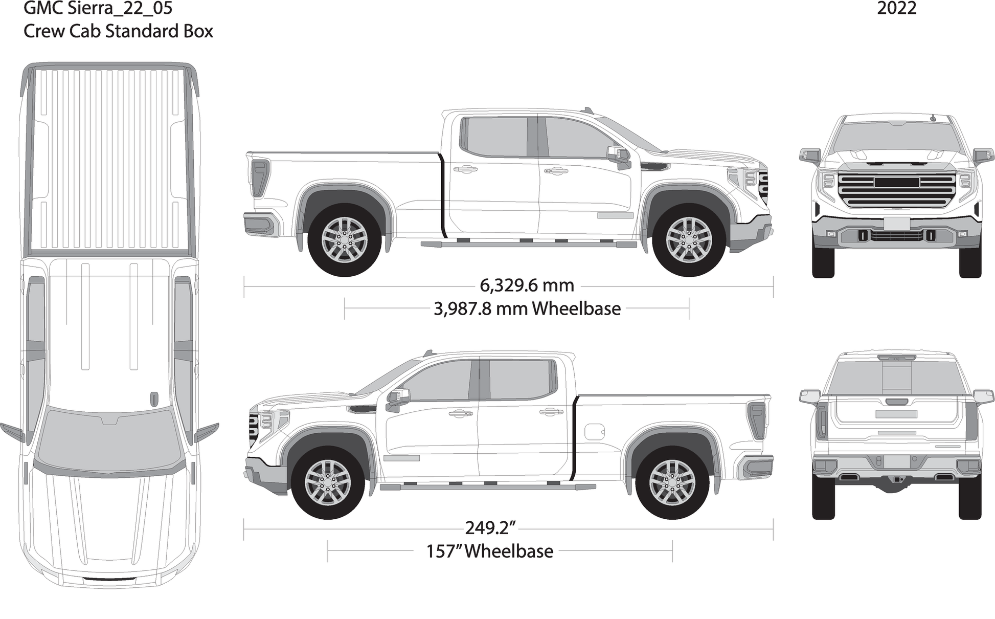 2022 Gmc Sierra 1500 V05 Vehicle Wrap Template