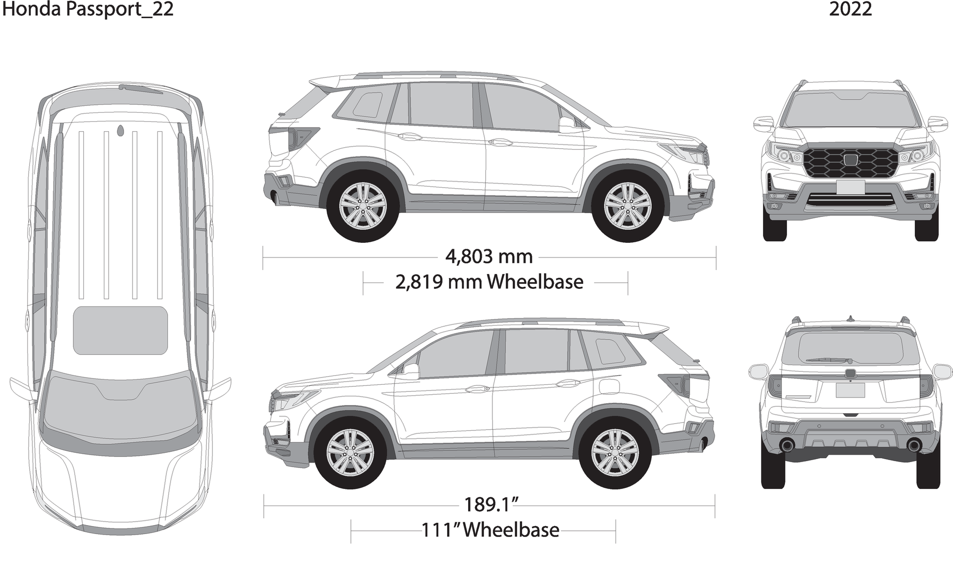 2022 Honda Passport V22 Vehicle Wrap Template