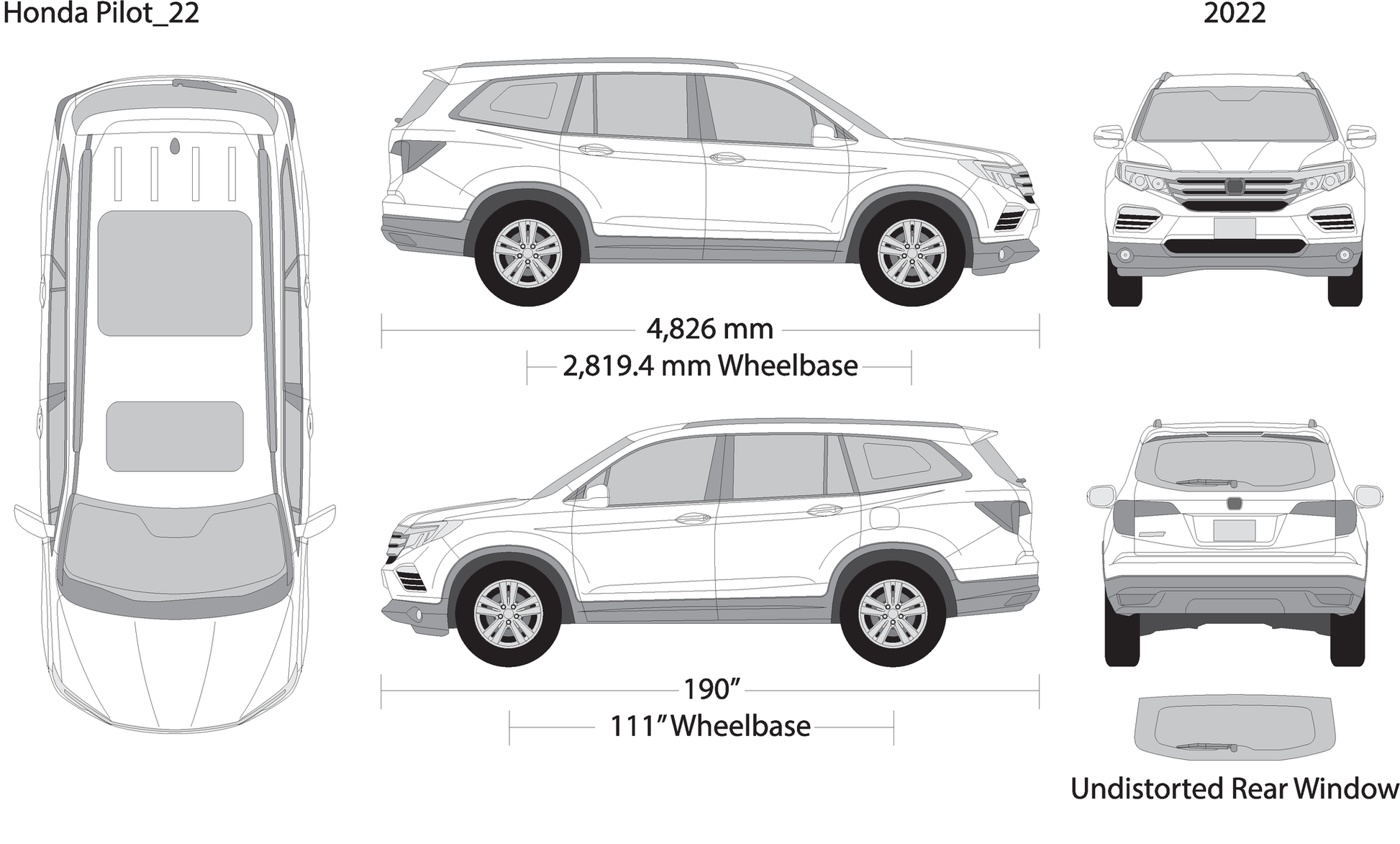 2022 Honda Pilot V22 Vehicle Wrap Template