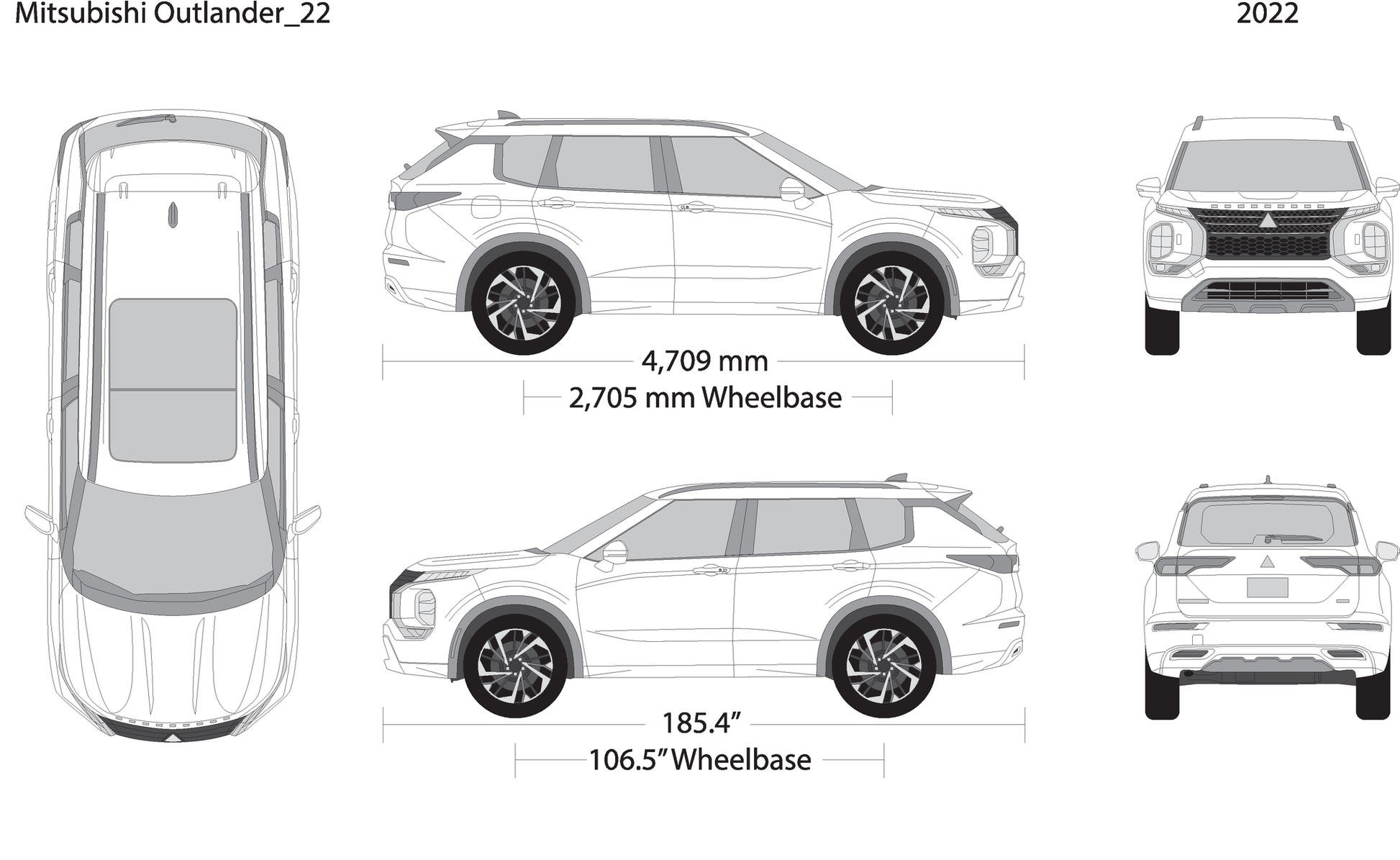 2022 Mitsubishi Outlander V22 Vehicle Wrap Template