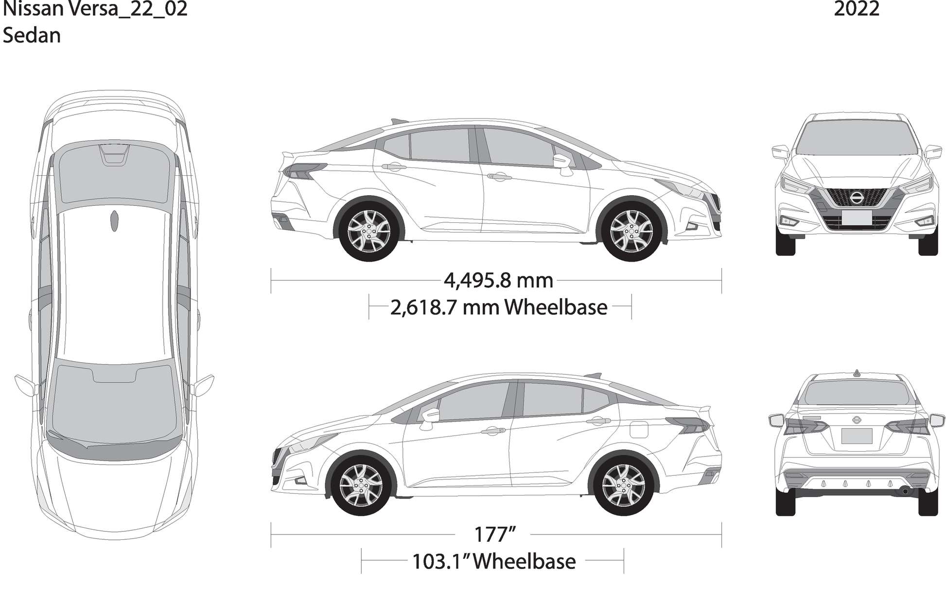 2022 Nissan Versa Sedan V02 Vehicle Wrap Template